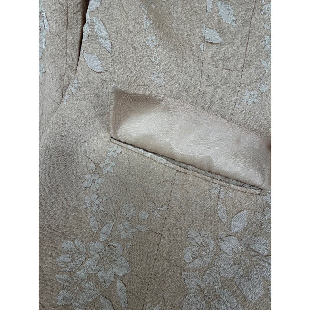 Adrianna Papell Tan Jacquard Brocade Party Business Lined Long Blazer Jacket 10 - Picture 6 of 10